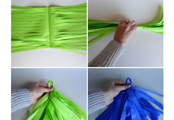 Instruksi tentang cara membuat kuas kertas bergelombang