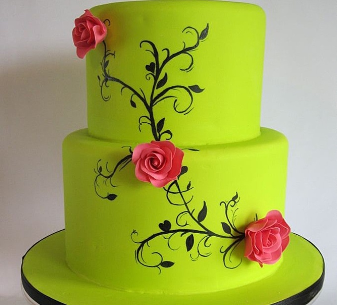 Торт с мастикой зеленого цвета