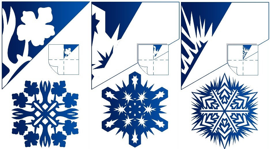 Ready snowflake and pattern diagram for cutting it, option 2