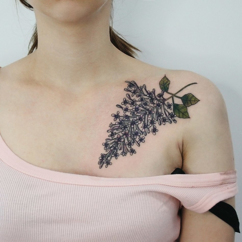 Tattoo-sirn above the left breasts can symbolize healing from mental wounds