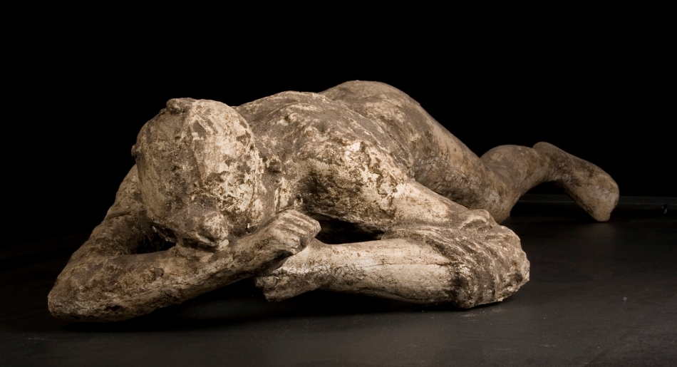 Cast of the body of the deceased resident of Pompeii, Italy
