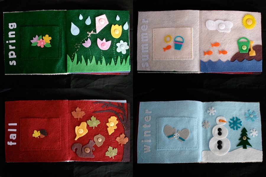 DIY Baby Book for a kindergarten from fabric: Seasons