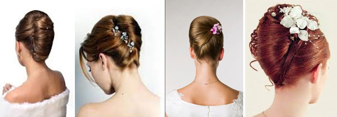 Hairstyle shell for a wedding with hair jewelry