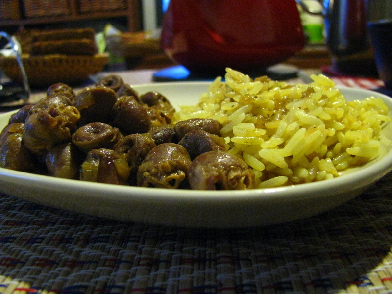 Pilaf con corazones de pollo