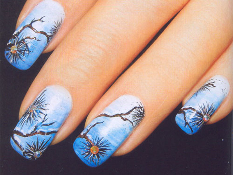 Cute nail design with acrylic paints