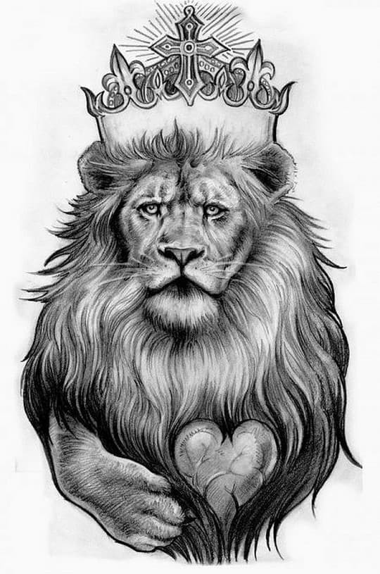 Эскиз для татуировки в виде величественного льва