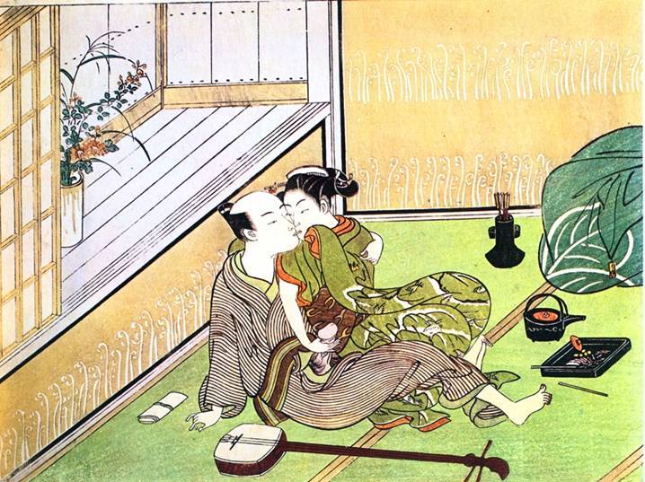Ο Γκίσα ήταν πάντα στο κέντρο της πλοκής της ιαπωνικής ερωτικής ζωγραφικής.
