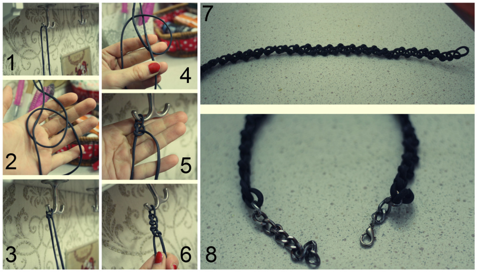 Stages of work on a tattoo chker of wires from headphones