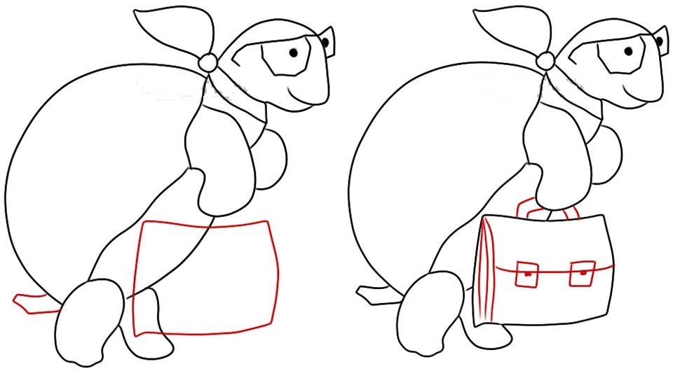 Phased drawings wise turtles with a pencil, 7 and 8 step
