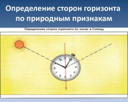 По каким признакам можно определить стороны горизонта: на карте, без компаса, способы по солнцу, звездам, другим небесным светилам, часам, муравейнику, тени