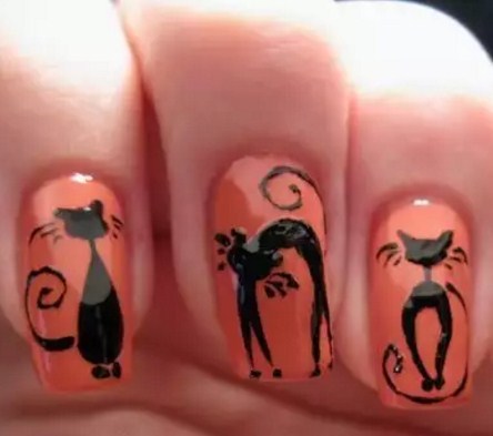 Manicure with cats brush