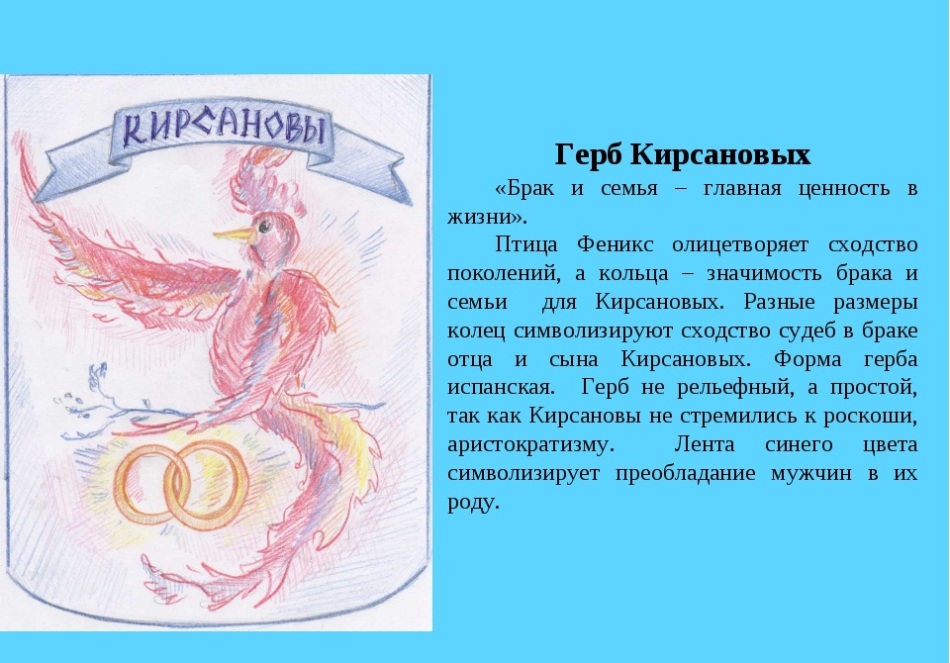 Изображение на герба на семейството с дете и описание на неговото значение, вариант 4