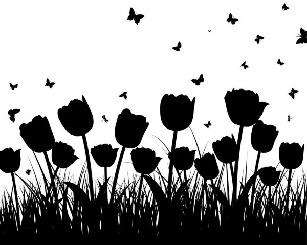 Stencils of flowers for children - template: