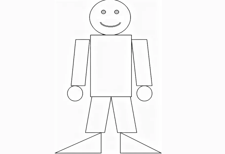 Шаблон к аппликации «человек» из разных геометрических фигур