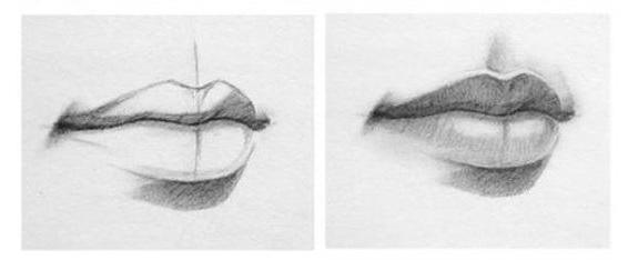 Как быстро нарисовать губы простым карандашом