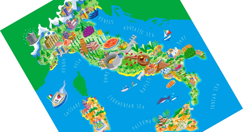 La carte des régions d'Italie