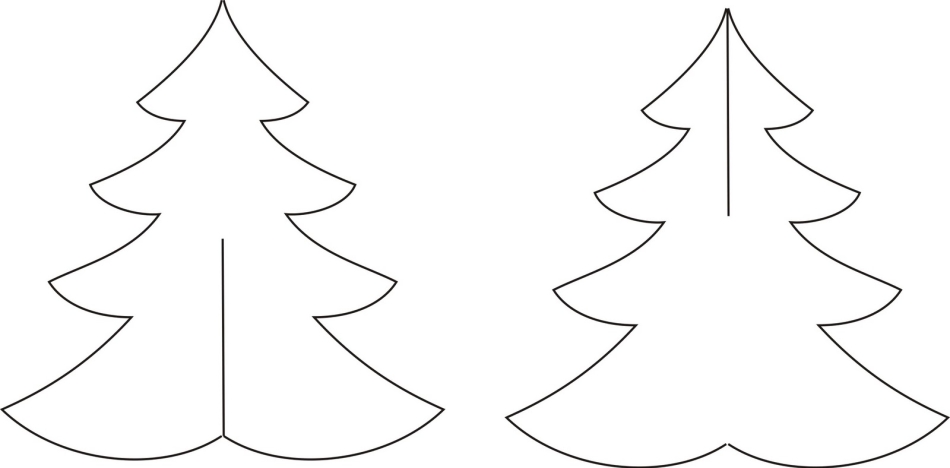 Трафареты для вырезания гирлянд из новогодних елок, пример 1