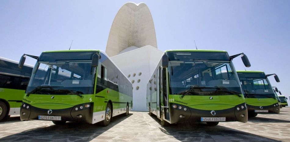 Tenerife buses, Canary Islands, Spain