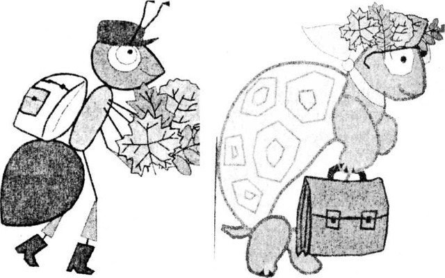Question de fourmi et tortue sage, dessin pour esquisser 4