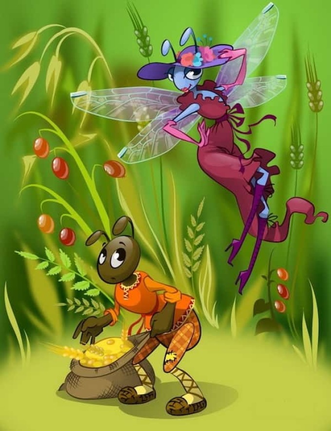 Spending fables Dragonfly and Ant