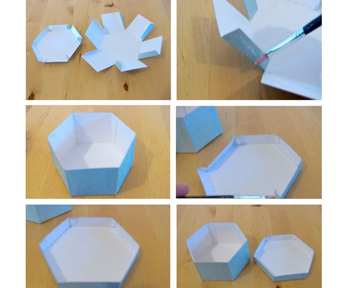 Подарочная коробка-шестигранник из картона своими руками с крышкой: инструкция