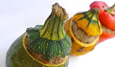Zucchini stuffed with minced meat baked in the oven