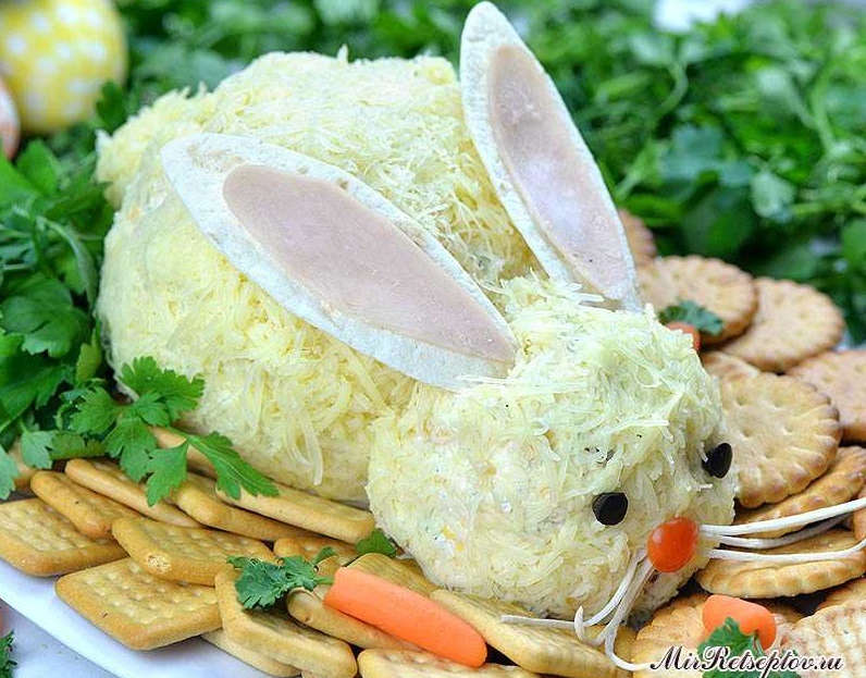 Decoration of salad for the New Year's table 2023 per year of rabbit
