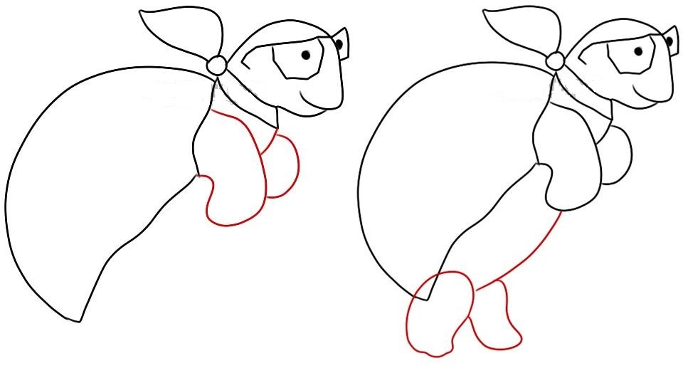 Phased drawings wise turtles with a pencil, 5 and 6 steps