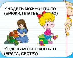 Kleidung tragen oder anziehen, Dinge - wie man spricht, schreibt: die Regel der russischen Sprache, Beispiele. Was ist der Unterschied zwischen den Verben zum Anziehen und Anziehen, Anziehen, Anziehen? Wann, in welchen Fällen, um das Verb zum Tragen und Anziehen zu verwenden?