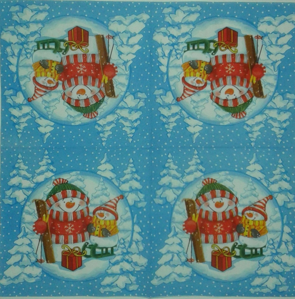 You can purchase such decoupage napkins with snowmen, and then stick them on balls