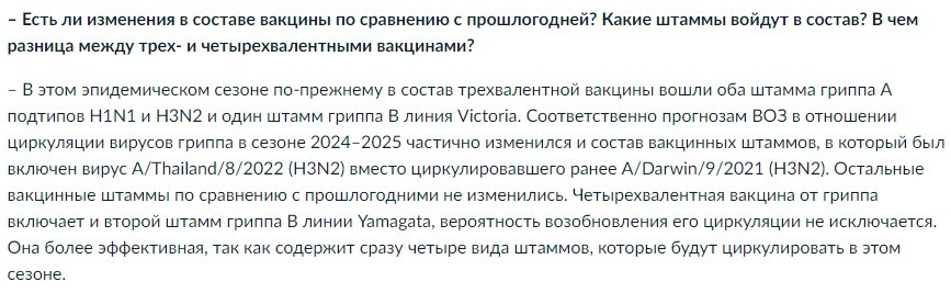 Состав вакцины 2024-2025