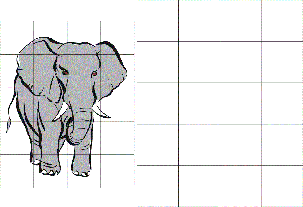 Dessiner un éléphant sur les cellules