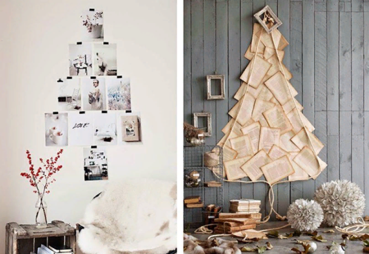 Новогодняя искусственная, плоская елка на стену из бумаги