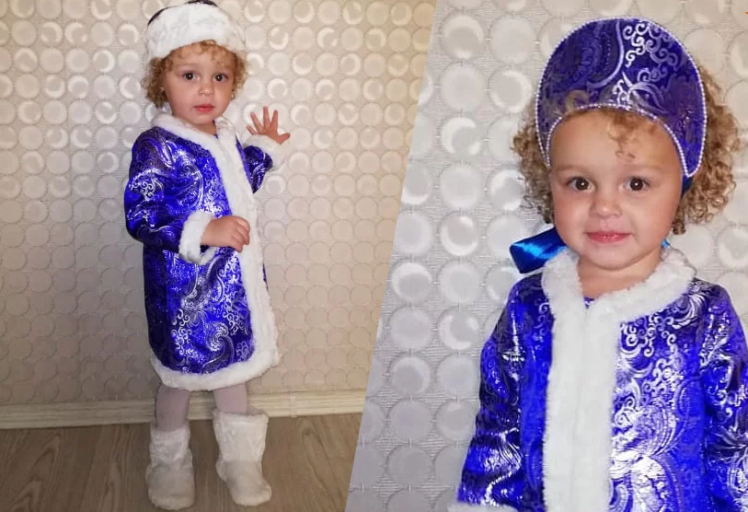 Красивый костюм принцессы-снегурочки для девочки 1 год, 2, 3 лет