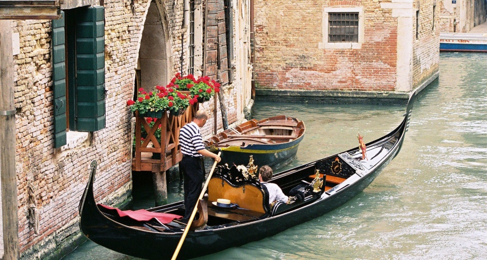 Gondolier na kanalu Beneke, Benetke, Italija