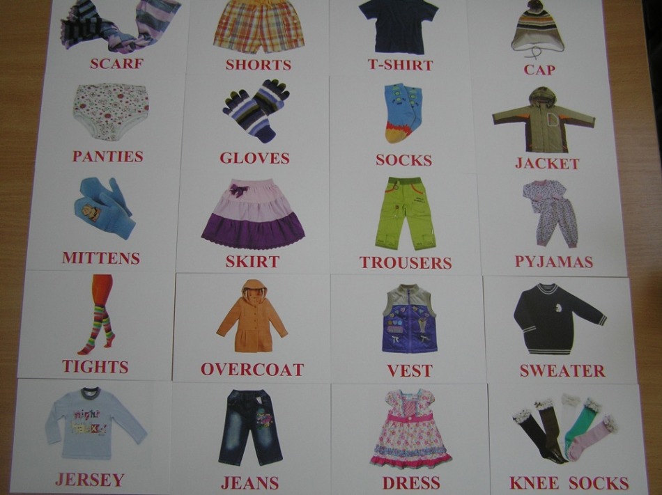 Карточки по теме "одежда" на урок английского № 3