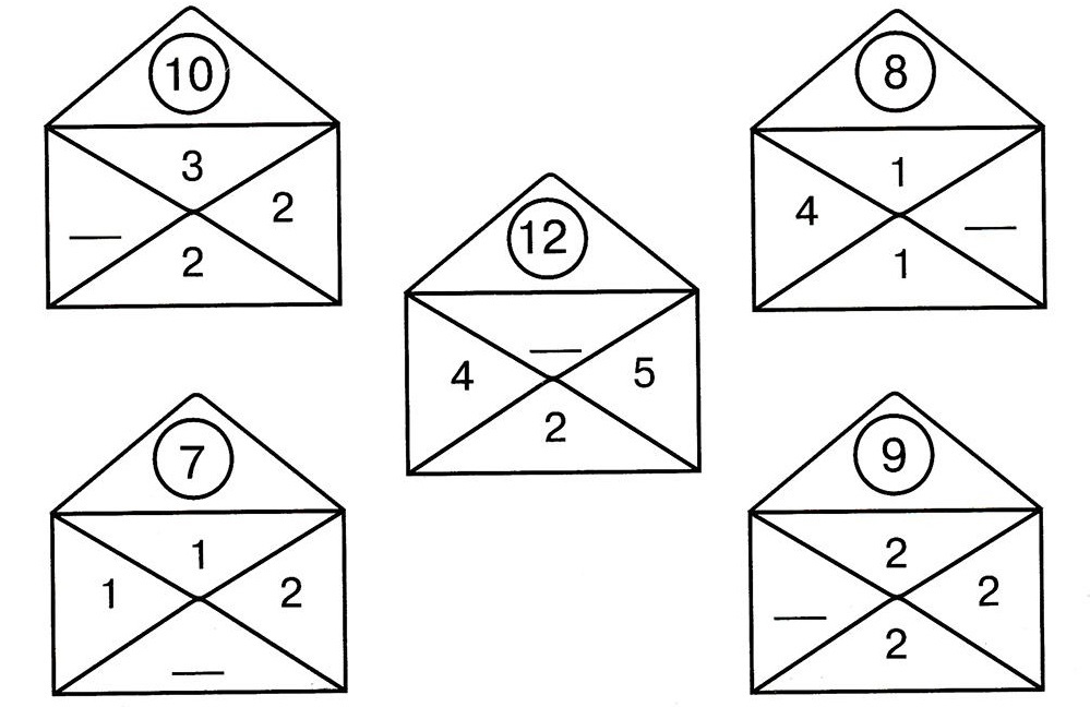 В этой игре для 7-летних детей нужно вписать нужные числа в конвертики