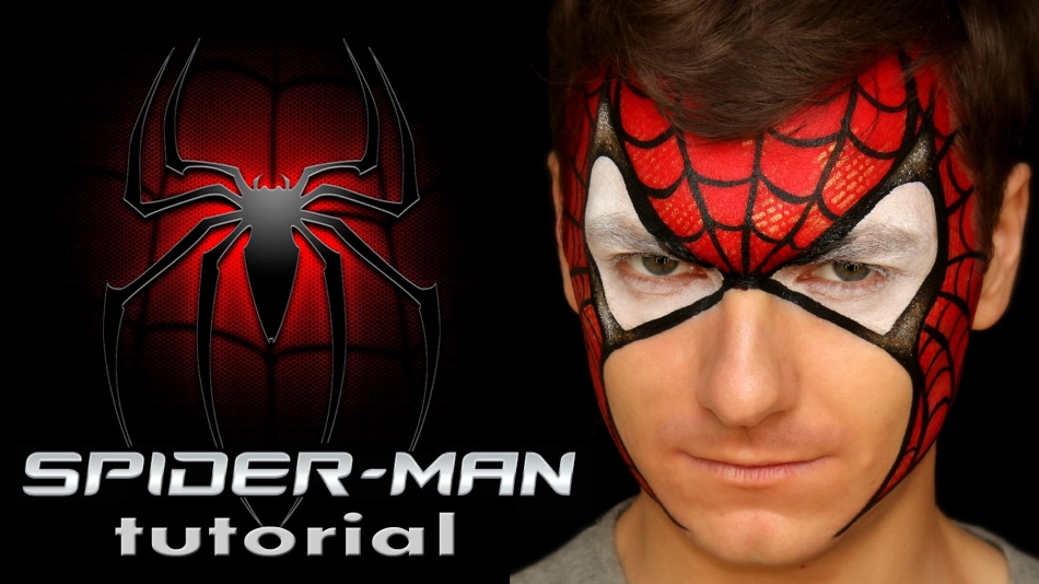 Человек-паук - аквагрим на лице поэтапно: инструкция