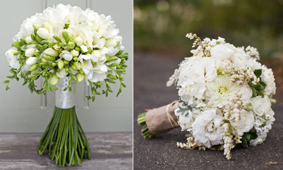 Karangan bunga pernikahan putih halus