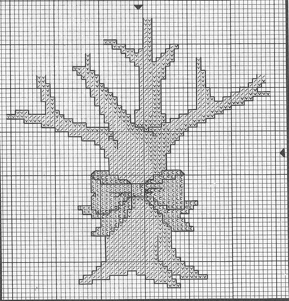 När du broderar ett kassaträd kan du använda följande schema