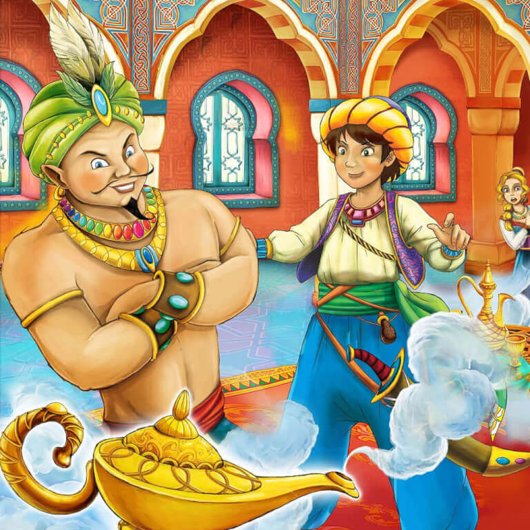 Mese mágia mágia Aladdin lámpa gyermekeknek a szerepekben