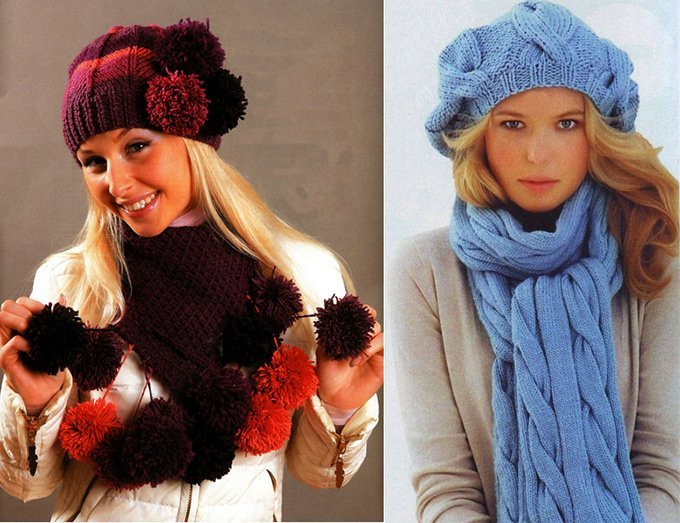 Fashionable knitted, fur and felt caps for girls - stylish knitted berets