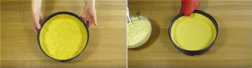 На фото: слева — замороженное тесто перед выпечкой, справа — готовая песочная основа