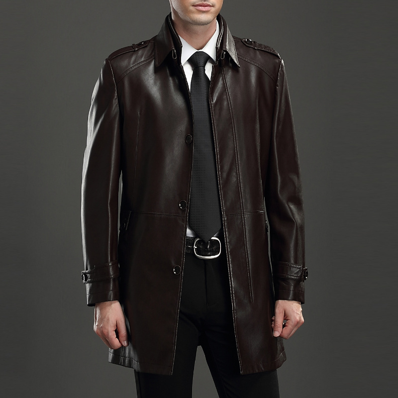 Men's jacket from cherry high -quality soft leather - Spring 2023