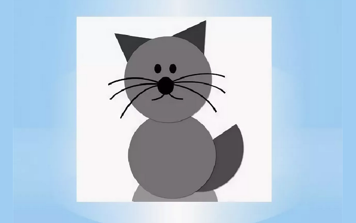 Аппликация из цветной бумаги на тему «геометрические фигуры» — кот