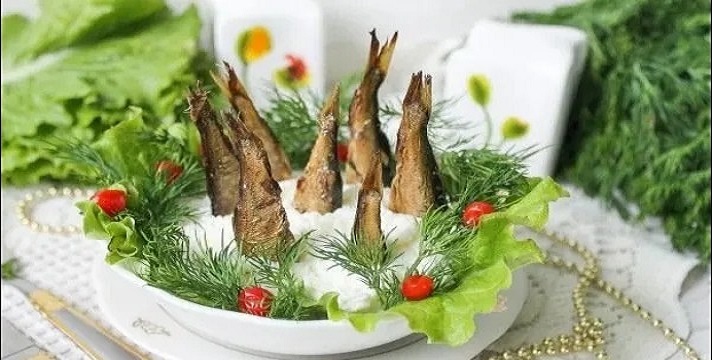 «рыбки в пруду» — изысканный салат к новому 2024 году