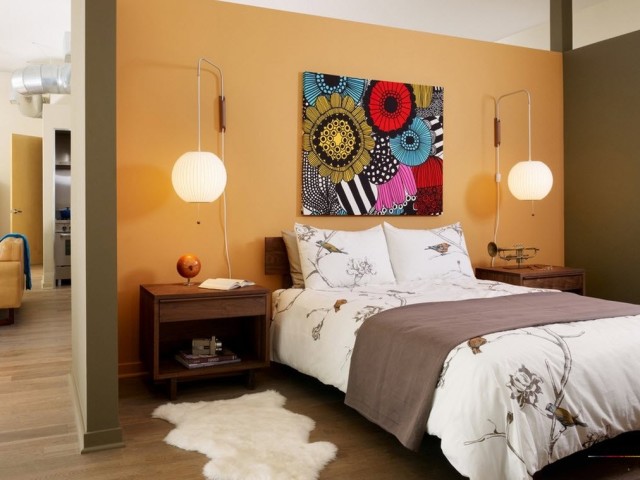 What paintings and panels are hung on the walls and above the bed in the bedroom? How to order paintings and panels for interior design and bedroom design in the Aliexpress online store?