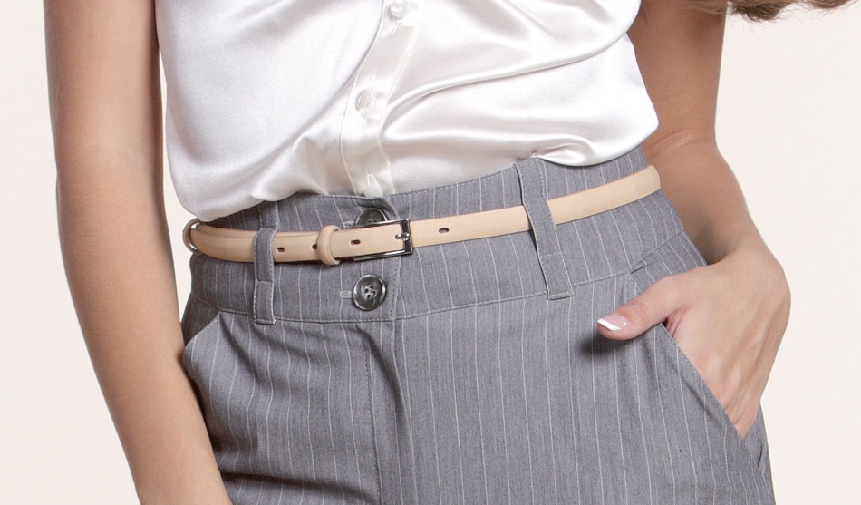 Photos of ready -made belts on stitched female trousers, option 11