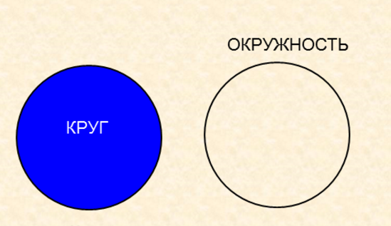 Сравнение между кругом и окружностью