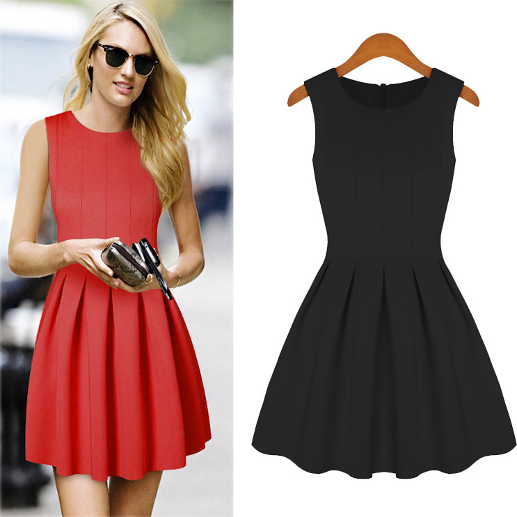 Κόκκινο και μαύρο φόρεμα με φούστα